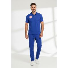 Temizlik Personeli Forması Alt Üst Scrubs Takım (Sağlık Bakanlığı 2025 Standartlarıyla Uyumlu)-Dazzling Blue