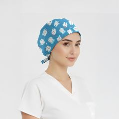 Fırçalı Dişler Desenli Bone (Cotton Likra Kumaş)