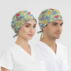 Kelebek Bahçesi Desenli Bone (Cotton Likra Kumaş)