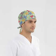 Kelebek Bahçesi Desenli Bone (Cotton Likra Kumaş)