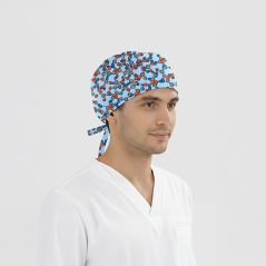 Molekül Ağı Desenli Bone (Cotton Likra Kumaş)