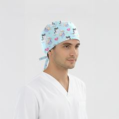 Postacı Leylek Desenli Bone (Cotton Likra Kumaş)