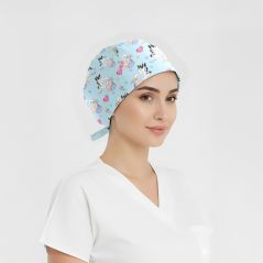 Postacı Leylek Desenli Bone (Cotton Likra Kumaş)