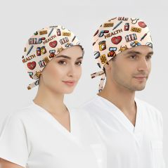 Sağlık Kutusu Desenli Bone (Cotton Likra Kumaş)