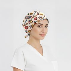 Sağlık Kutusu Desenli Bone (Cotton Likra Kumaş)