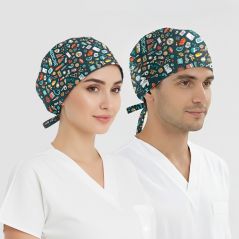Medical World Patterned Cap (Cotton Lycra Fabric)