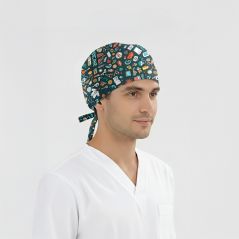Medical World Patterned Cap (Cotton Lycra Fabric)