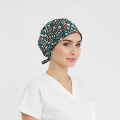 Medical World Patterned Cap (Cotton Lycra Fabric)