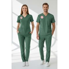 Ameliyathane Personeli Forması Alt Üst Scrubs Takım (Sağlık Bakanlığı 2025 Standartlarıyla Uyumlu)-Frosty Spruce