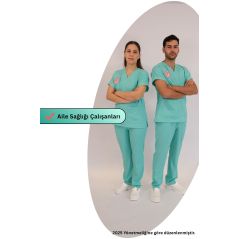 Aile Sağlığı Forması Scrubs Likralı Takım Sağlık Bakanlığı Uyumlu-Bermuda