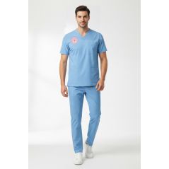 Doktor Ve Hekim Forması Scrubs Likralı Takım Sağlık Bakanlığı Uyumlu-Alaskan Blue
