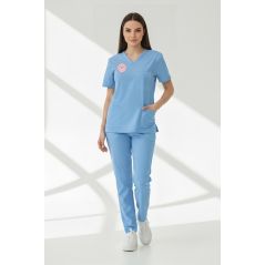 Doktor Ve Hekim Forması Alt Üst Scrubs Takım (Sağlık Bakanlığı 2025 Standartlarıyla Uyumlu)-Alaskan Blue