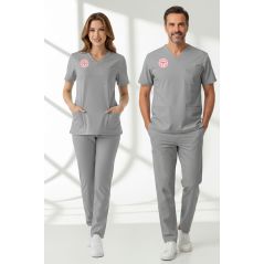Teknik Hizmetler Personel Forması Alt Üst Scrubs Takım (Sağlık Bakanlığı 2025 Standartlarıyla Uyumlu)-Neutral Gray