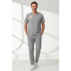 Teknik Hizmetler Personel Forması Alt Üst Scrubs Takım (Sağlık Bakanlığı 2025 Standartlarıyla Uyumlu)-Neutral Gray