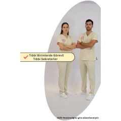 Teknisyen-Tekniker -Tıbbi Sekreter Forması Scrubs Likralı Takım Sağlık Bakanlığı Uyumlu-Moth