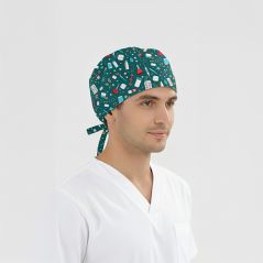 İlaç Kutusu Desenli Bone (Cotton Likra Kumaş)