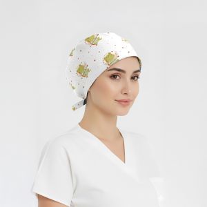 Aşk Kurbağası Desenli Bone (Cotton Likra Kumaş)
