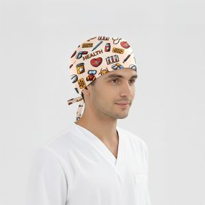 Sağlık Kutusu Desenli Bone (Cotton Likra Kumaş)