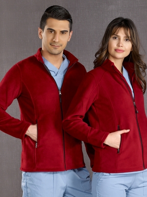 Burgundy Doctor Nurse Medical Fleece Jacket Fleece Fabric