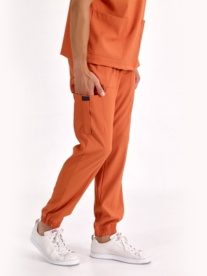 Tile Red Jogger Doctor Nurse Medical Scrubs Set Luxury Lycra Fabric