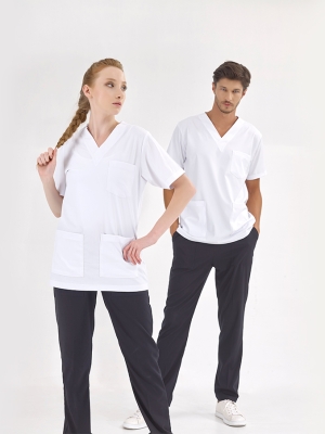 Top White Pants Navy Blue Silva Lux Lycra Suit
