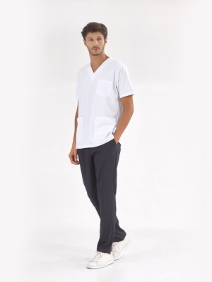 Top White Pants Navy Blue Silva Lux Lycra Suit