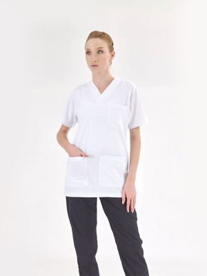 Top White Pants Navy Blue Silva Lux Lycra Suit