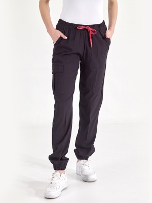 Schwarz Jogger Hose für Ärzte und Pflege (Einzelhose) Luxus Lycra-Stoff