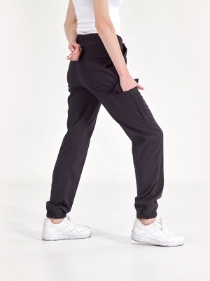 Schwarz Jogger Hose für Ärzte und Pflege (Einzelhose) Luxus Lycra-Stoff
