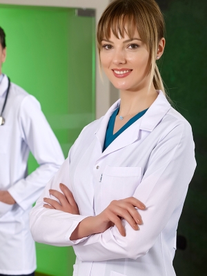 White Classic Collar Women's Lab Coat Alpaca Fabric