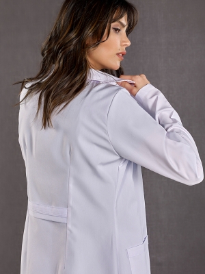 White Classic Collar Women's Lab Coat Alpaca Fabric