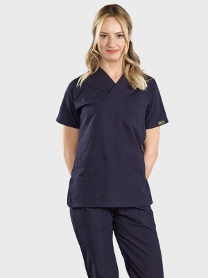 Navy Blue Classic Doctor Nurse Medical Scrubs Set Poly‑cotton blend fabric