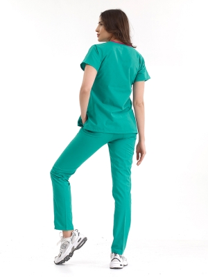 Ameliyathane Yeşili Dr. Greys Doktor Hemşire Medikal Scrubs Takım Lüks Likralı Kumaş