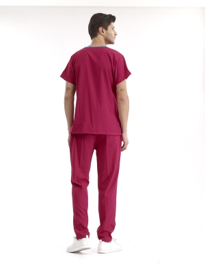 Vişne Dr. Greys Doktor Hemşire Medikal Scrubs Takım Lüks Likralı Kumaş