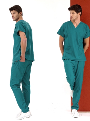 Light Petrol Green Dr. Greys Doctor Nurse Medical Scrubs Set Luxury Lycra Fabric