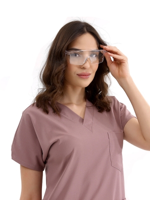 Gül Kurusu Dr. Greys Doktor Hemşire Medikal Scrubs Takım Lüks Likralı Kumaş