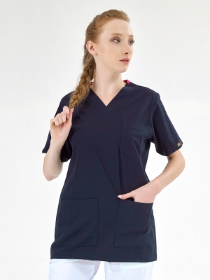 Navy Blue Silva Lux Lycra Single Top