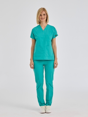 Benetton Yeşili Dr. Greys Doktor Hemşire Medikal Scrubs Takım Terikoton Kumaş
