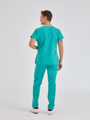 Benetton Yeşili Dr. Greys Doktor Hemşire Medikal Scrubs Takım Terikoton Kumaş