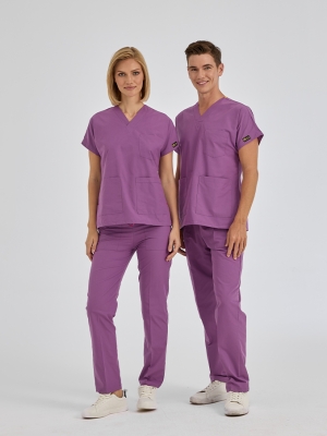Mor Dr. Greys Doktor Hemşire Medikal Scrubs Takım Terikoton Kumaş