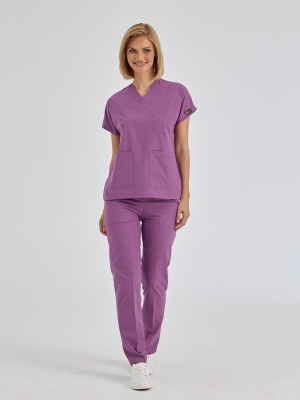 Mor Dr. Greys Doktor Hemşire Medikal Scrubs Takım Terikoton Kumaş