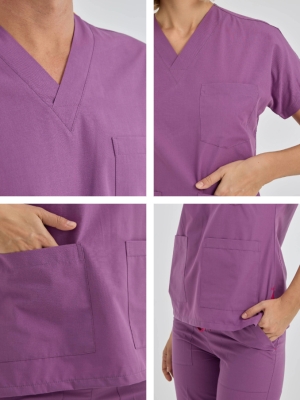 Mor Dr. Greys Doktor Hemşire Medikal Scrubs Takım Terikoton Kumaş