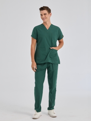 Avcı Yeşili Dr. Greys Doktor Hemşire Medikal Scrubs Takım Terikoton Kumaş