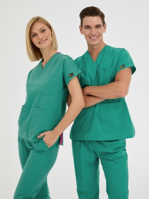 Surgical Green Dr. Greys Doctor Nurse Medical Scrubs Set Poly‑cotton blend fabric
