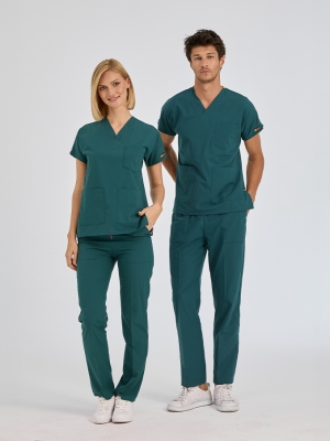Petrol Green Dr. Greys Doctor Nurse Medical Scrubs Set Poly‑cotton blend fabric