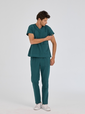 Petrol Yeşili Dr. Greys Doktor Hemşire Medikal Scrubs Takım Terikoton Kumaş