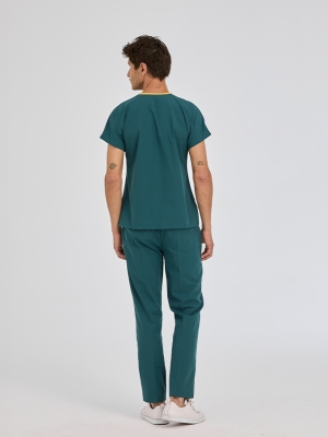 Petrol Green Dr. Greys Doctor Nurse Medical Scrubs Set Poly‑cotton blend fabric