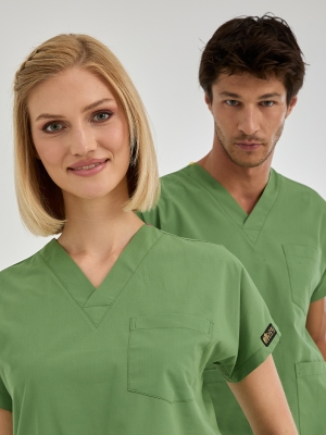 Fıstık Yeşili Dr. Greys Doktor Hemşire Medikal Scrubs Takım Terikoton Kumaş