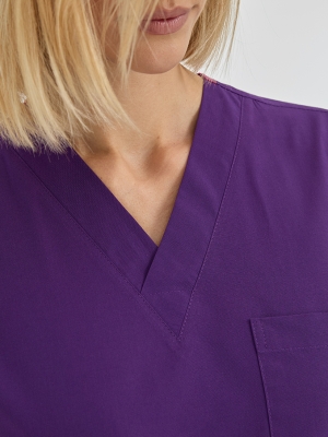 Özel Mor Dr. Greys Doktor Hemşire Medikal Scrubs Takım Terikoton Kumaş