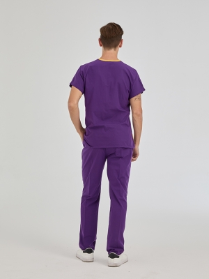 Özel Mor Dr. Greys Doktor Hemşire Medikal Scrubs Takım Terikoton Kumaş